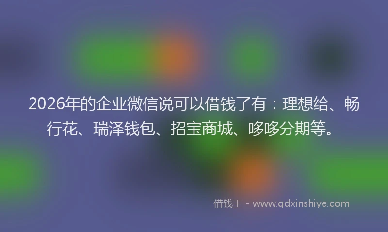 2026年的企业微信说可以借钱了有：理想给、畅行花、瑞泽钱包、招宝商城、哆哆分期等。