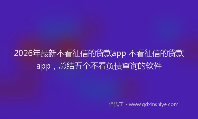 2026年最新不看征信的贷款app 不看征信的贷款app，总结五个不看负债查询的软件