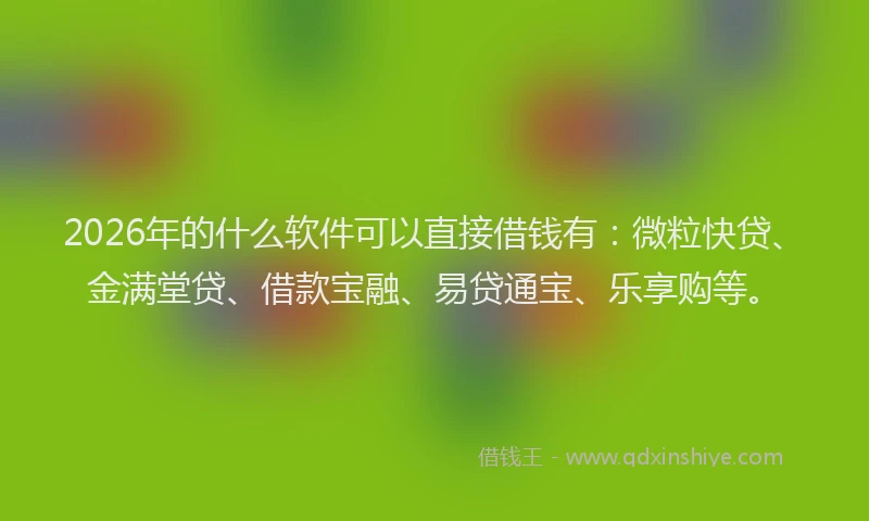 2026年的什么软件可以直接借钱有：微粒快贷、金满堂贷、借款宝融、易贷通宝、乐享购等。
