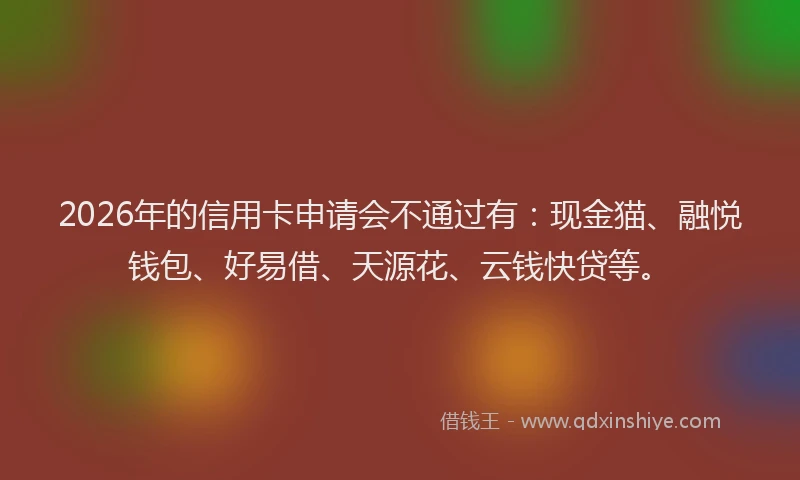 2026年的信用卡申请会不通过有：现金猫、融悦钱包、好易借、天源花、云钱快贷等。
