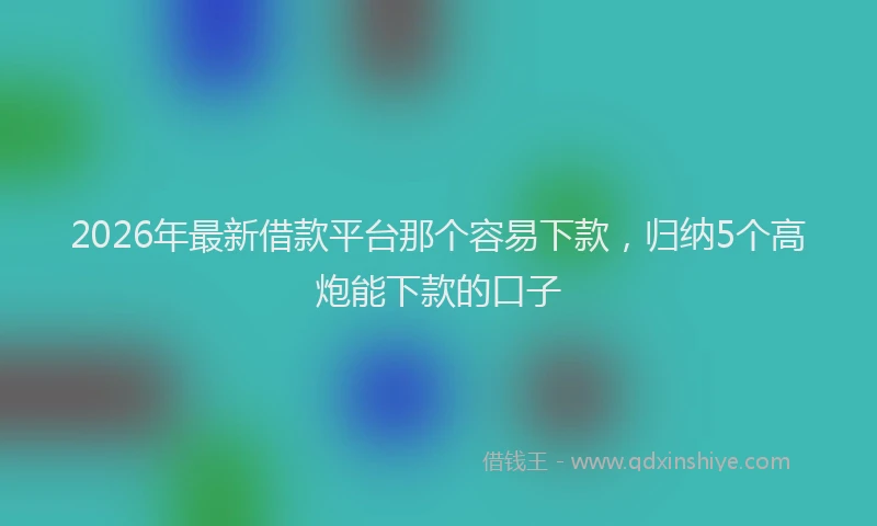2026年最新借款平台那个容易下款,归纳5个高炮能下款的口子