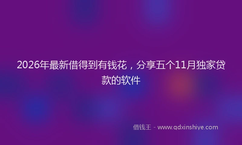 2026年最新借得到有钱花，分享五个11月独家贷款的软件