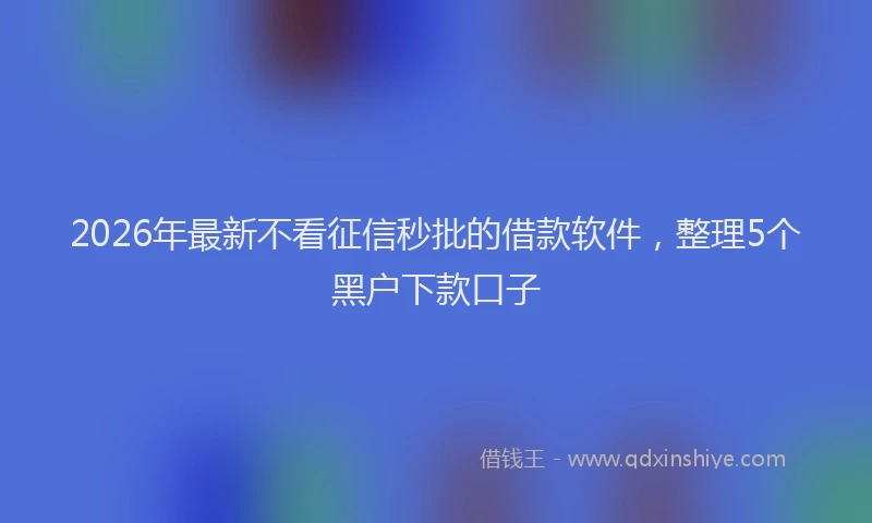 2026年最新不看征信秒批的借款软件，整理5个黑户下款口子