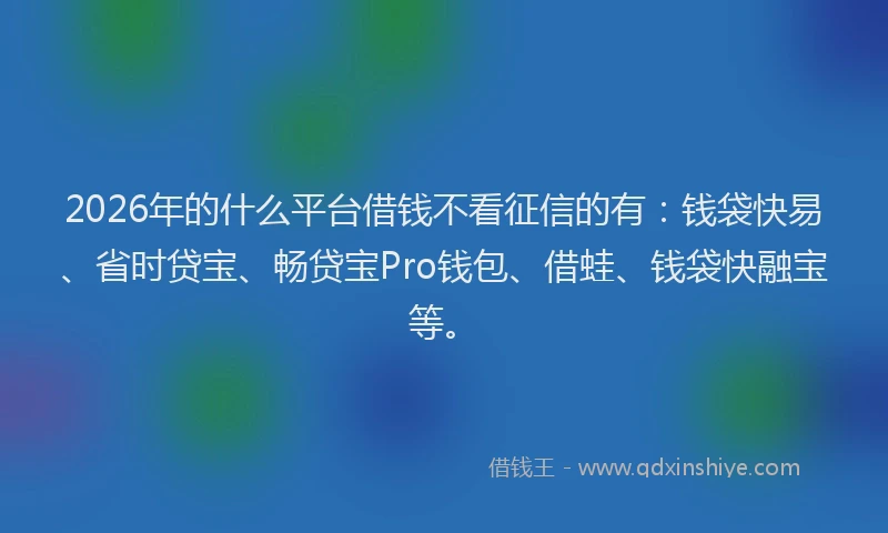 2026年的什么平台借钱不看征信的有：钱袋快易、省时贷宝、畅贷宝Pro钱包、借蛙、钱袋快融宝等。