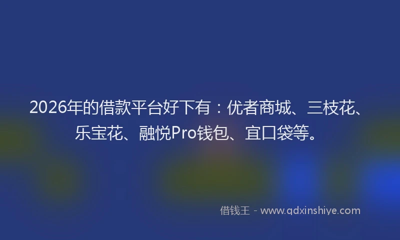 2026年的借款平台好下有：优者商城、三枝花、乐宝花、融悦Pro钱包、宜口袋等。