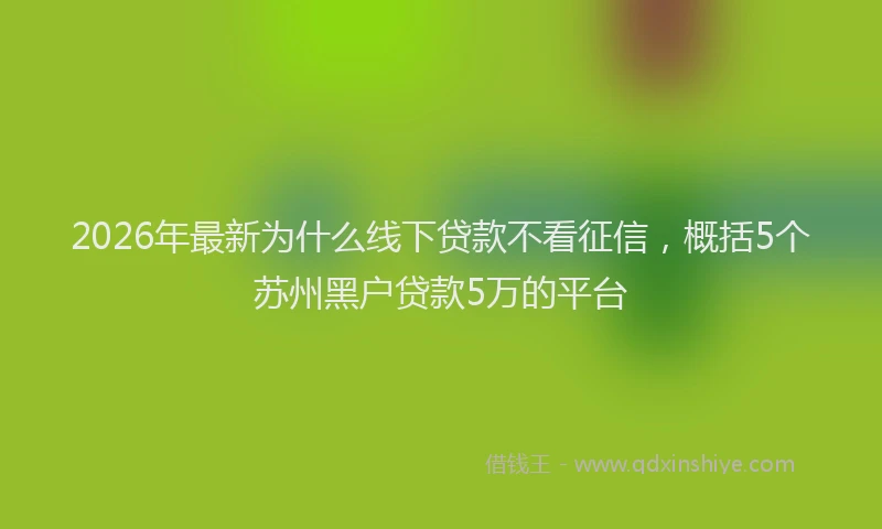 2026年最新为什么线下贷款不看征信，概括5个苏州黑户贷款5万的平台
