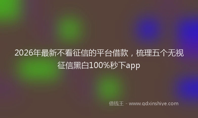 2026年最新不看征信的平台借款,梳理五个无视征信黑白100%秒下app