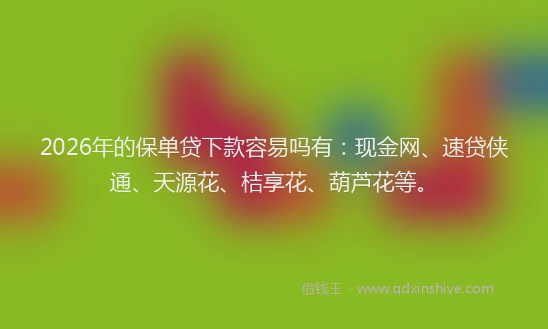 2026年的保单贷下款容易吗有：现金网、速贷侠通、天源花、桔享花、葫芦花等。