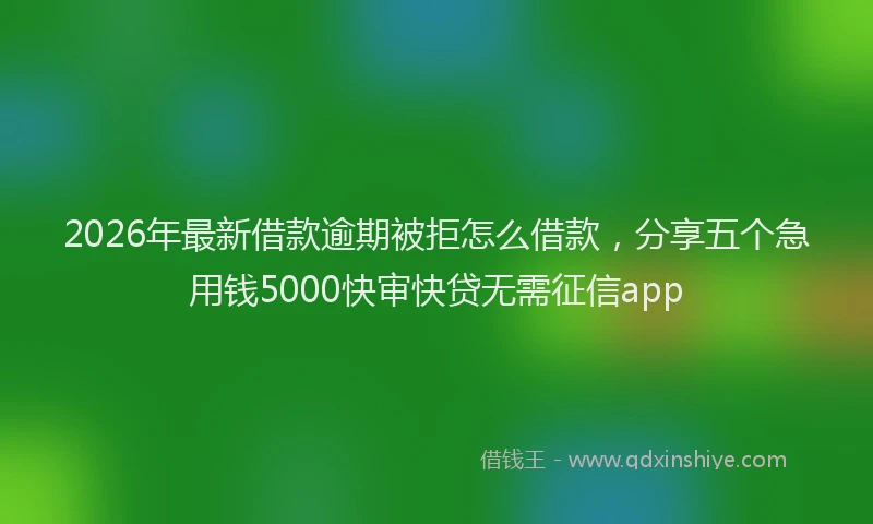 2026年最新借款逾期被拒怎么借款，分享五个急用钱5000快审快贷无需征信app