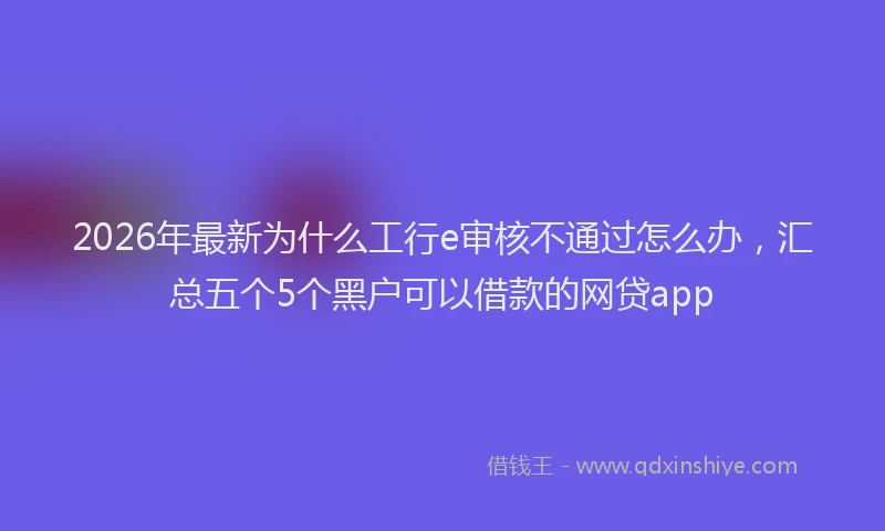 2026年最新为什么工行e审核不通过怎么办，汇总五个5个黑户可以借款的网贷app