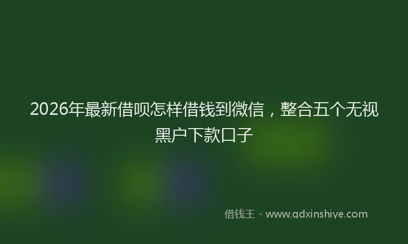 2026年最新借呗怎样借钱到微信，整合五个无视黑户下款口子