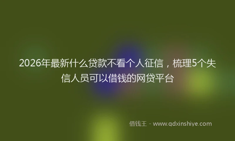 2026年最新什么贷款不看个人征信,梳理5个失信人员可以借钱的网贷平台