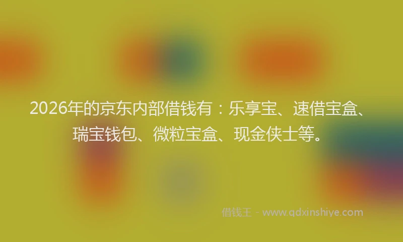 2026年的京东内部借钱有：乐享宝、速借宝盒、瑞宝钱包、微粒宝盒、现金侠士等。