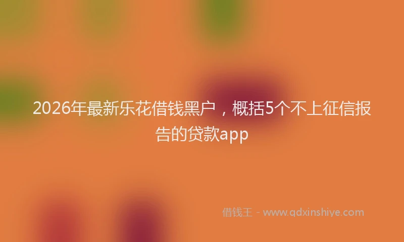 2026年最新乐花借钱黑户，概括5个不上征信报告的贷款app