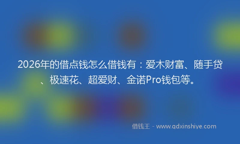 2026年的借点钱怎么借钱有:爱木财富、随手贷、极速花、超爱财、金诺Pro钱包等。