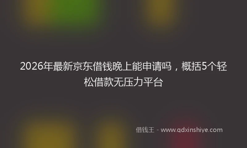 2026年最新京东借钱晚上能申请吗，概括5个轻松借款无压力平台