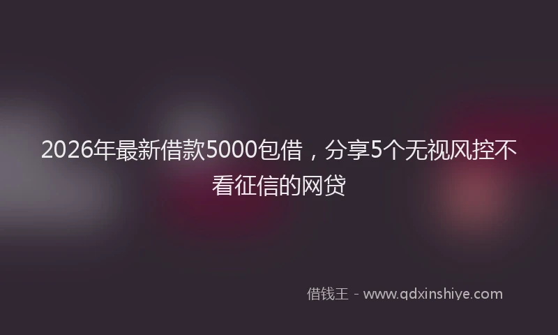 2026年最新借款5000包借，分享5个无视风控不看征信的网贷
