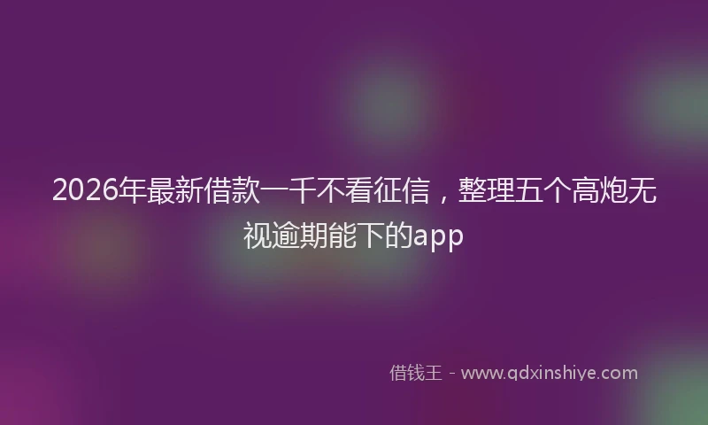 2026年最新借款一千不看征信，整理五个高炮无视逾期能下的app