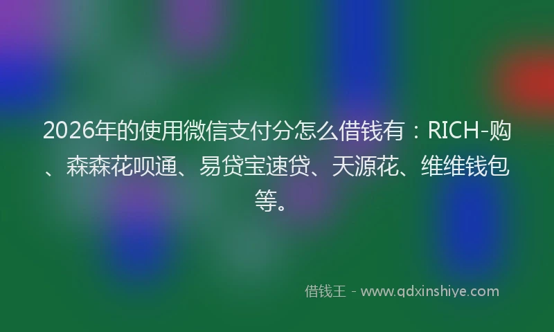2026年的使用微信支付分怎么借钱有:RICH-购、森森花呗通、易贷宝速贷、天源花、维维钱包等。