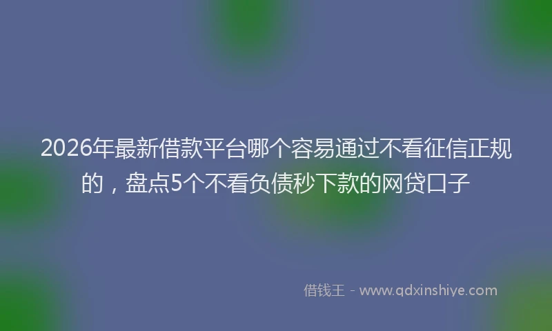 2026年最新借款平台哪个容易通过不看征信正规的，盘点5个不看负债秒下款的网贷口子