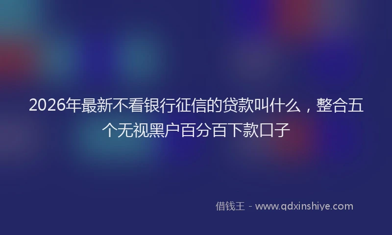 2026年最新不看银行征信的贷款叫什么，整合五个无视黑户百分百下款口子