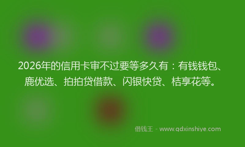 2026年的信用卡审不过要等多久有：有钱钱包、鹿优选、拍拍贷借款、闪银快贷、桔享花等。
