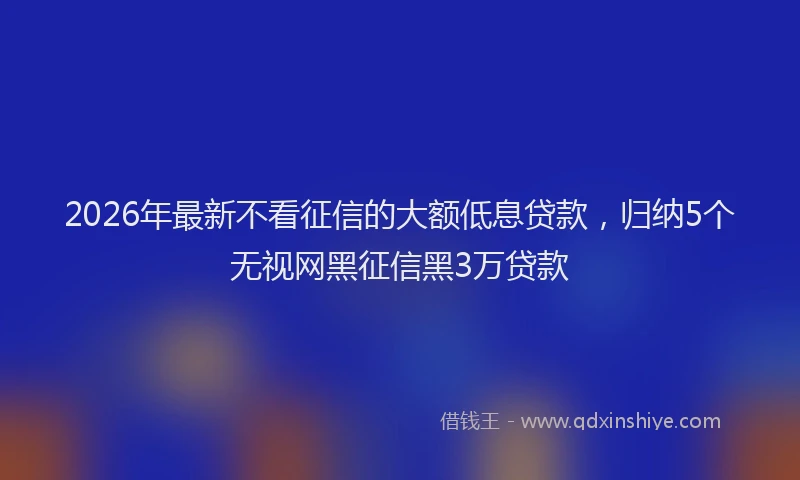 2026年最新不看征信的大额低息贷款，归纳5个无视网黑征信黑3万贷款
