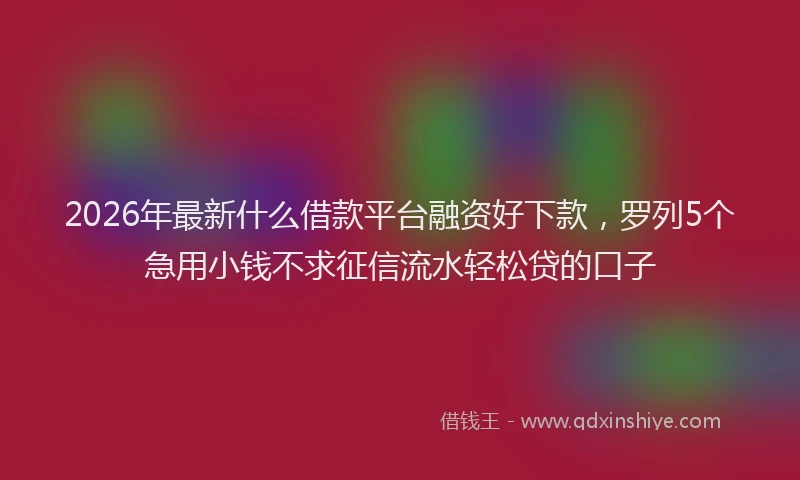 2026年最新什么借款平台融资好下款，罗列5个急用小钱不求征信流水轻松贷的口子