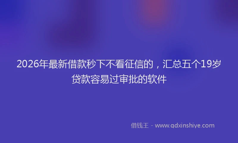 2026年最新借款秒下不看征信的，汇总五个19岁贷款容易过审批的软件