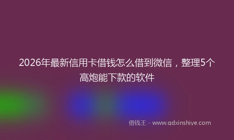 2026年最新信用卡借钱怎么借到微信,整理5个高炮能下款的软件