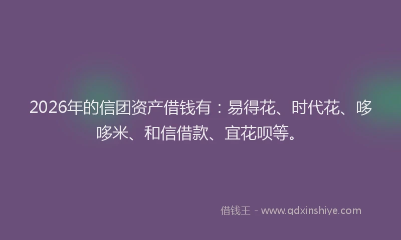 2026年的信团资产借钱有：易得花、时代花、哆哆米、和信借款、宜花呗等。