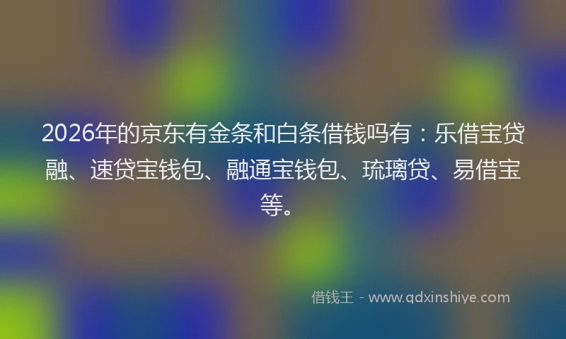 2026年的京东有金条和白条借钱吗有:乐借宝贷融、速贷宝钱包、融通宝钱包、琉璃贷、易借宝等。