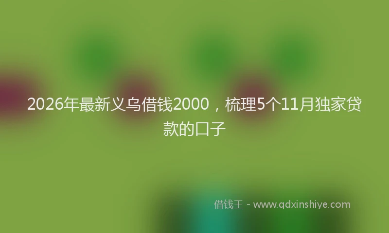 2026年最新义乌借钱2000，梳理5个11月独家贷款的口子