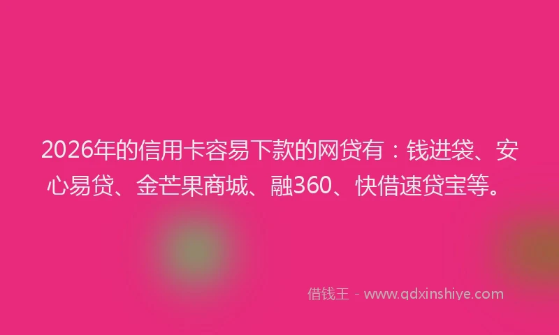 2026年的信用卡容易下款的网贷有:钱进袋、安心易贷、金芒果商城、融360、快借速贷宝等。