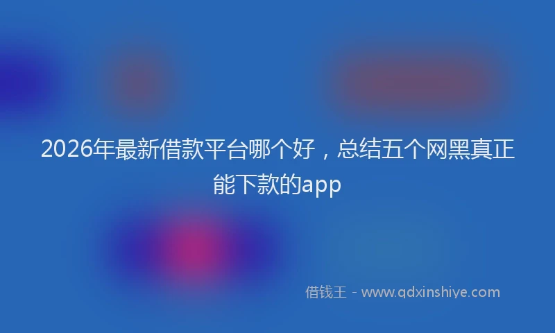 2026年最新借款平台哪个好，总结五个网黑真正能下款的app