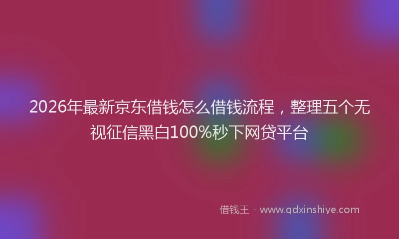2026年最新京东借钱怎么借钱流程，整理五个无视征信黑白100%秒下网贷平台