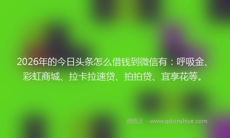 2026年的今日头条怎么借钱到微信有：呼吸金、彩虹商城、拉卡拉速贷、拍拍贷、宜享花等。