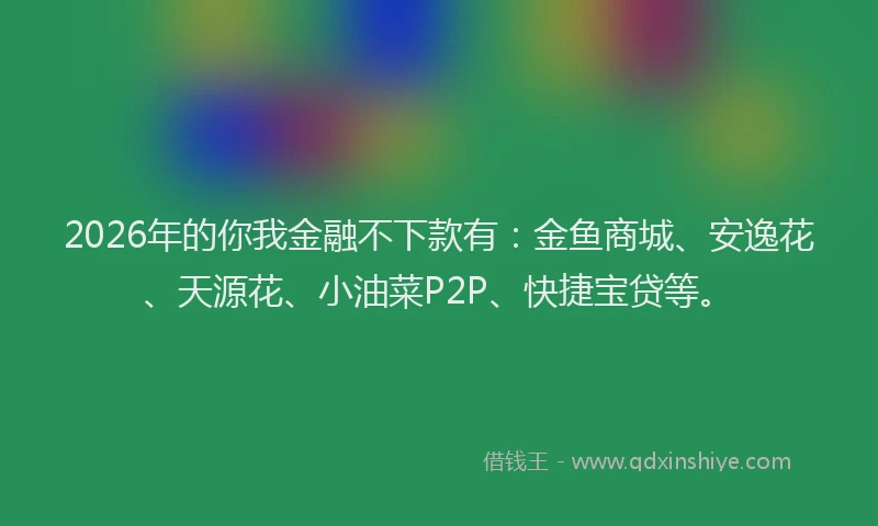 2026年的你我金融不下款有：金鱼商城、安逸花、天源花、小油菜P2P、快捷宝贷等。