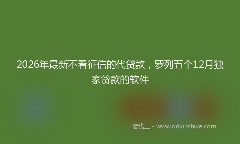 2026年最新不看征信的代贷款,罗列五个12月独家贷款的软件