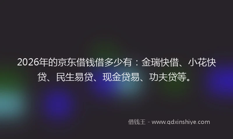 2026年的京东借钱借多少有:金瑞快借、小花快贷、民生易贷、现金贷易、功夫贷等。