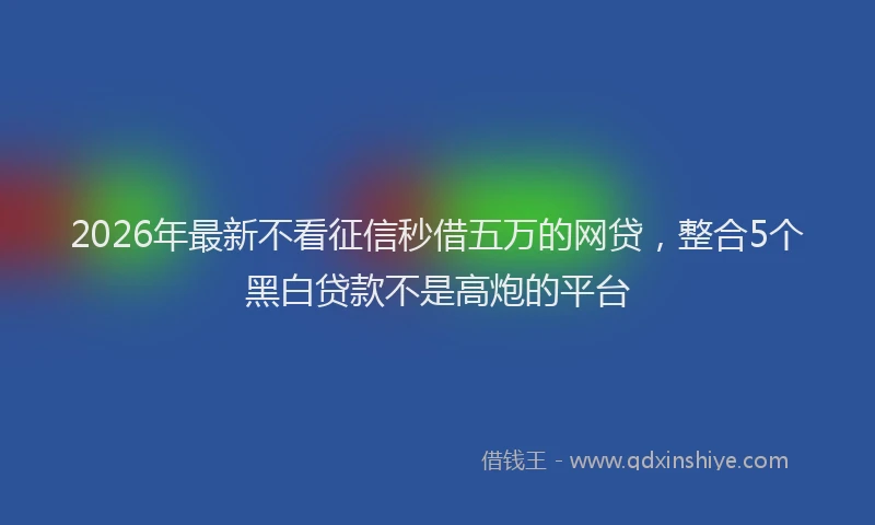 2026年最新不看征信秒借五万的网贷,整合5个黑白贷款不是高炮的平台