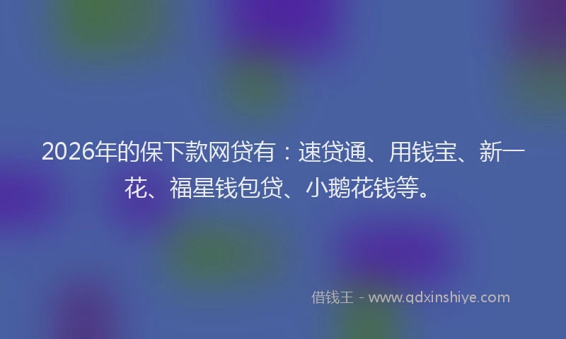 2026年的保下款网贷有：速贷通、用钱宝、新一花、福星钱包贷、小鹅花钱等。