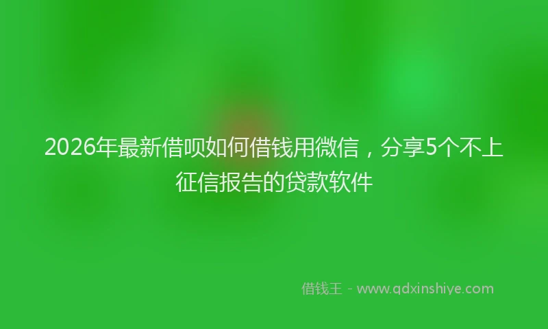 2026年最新借呗如何借钱用微信，分享5个不上征信报告的贷款软件