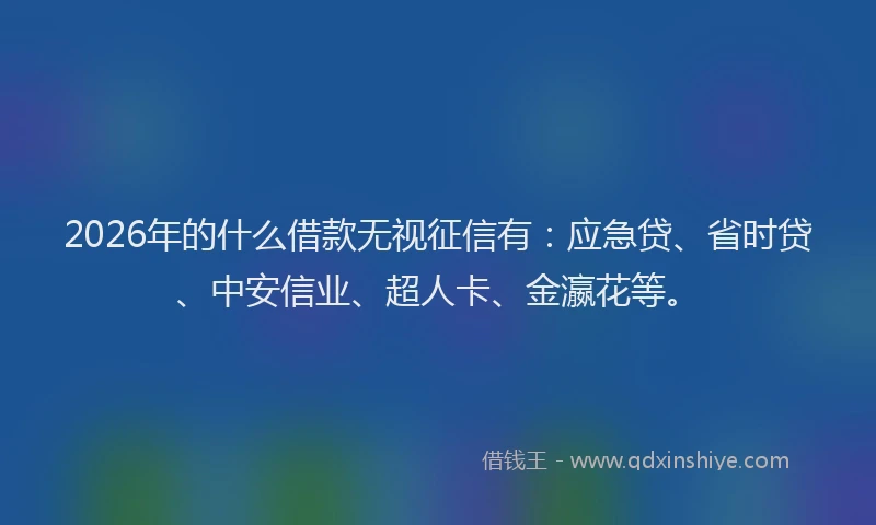 2026年的什么借款无视征信有:应急贷、省时贷、中安信业、超人卡、金瀛花等。