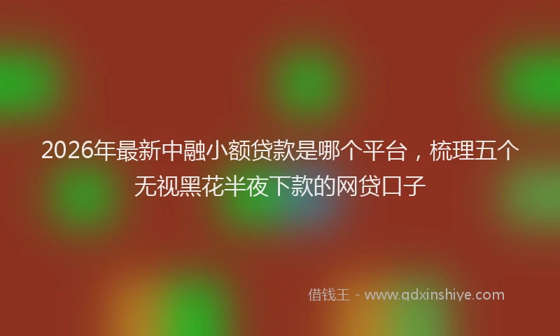 2026年最新中融小额贷款是哪个平台，梳理五个无视黑花半夜下款的网贷口子