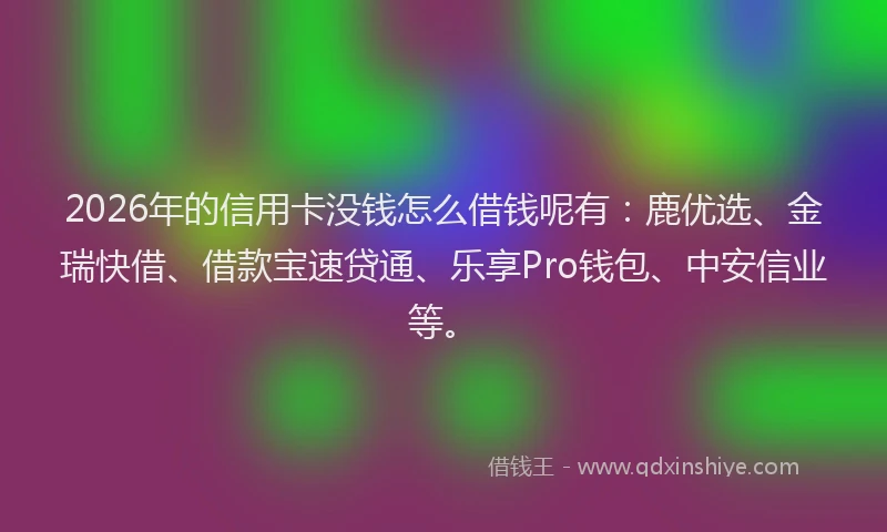 2026年的信用卡没钱怎么借钱呢有:鹿优选、金瑞快借、借款宝速贷通、乐享Pro钱包、中安信业等。
