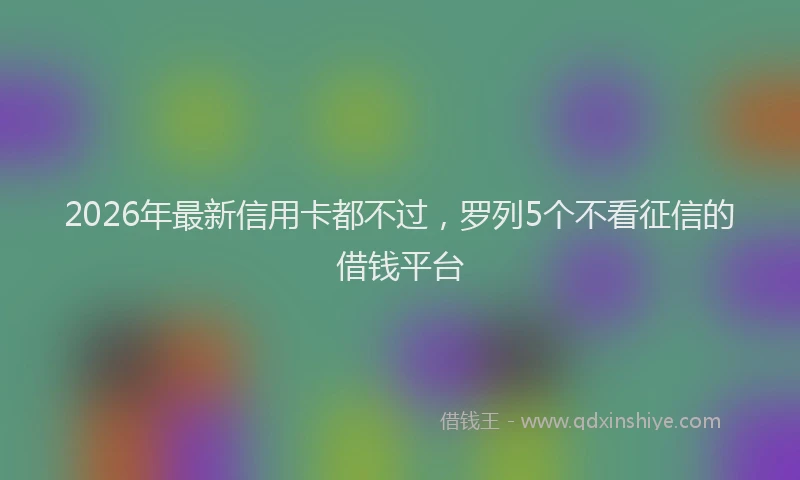 2026年最新信用卡都不过，罗列5个不看征信的借钱平台