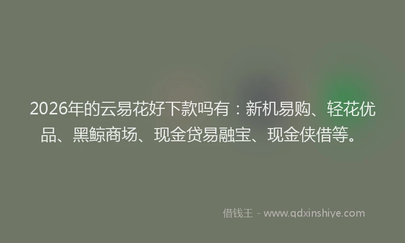 2026年的云易花好下款吗有：新机易购、轻花优品、黑鲸商场、现金贷易融宝、现金侠借等。