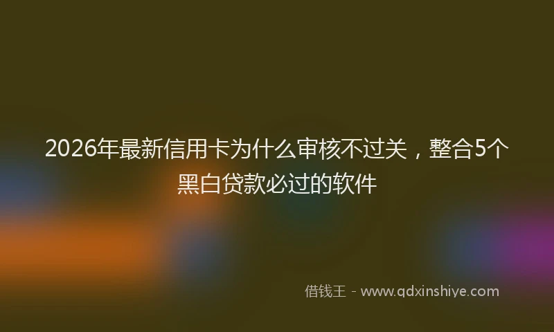 2026年最新信用卡为什么审核不过关,整合5个黑白贷款必过的软件