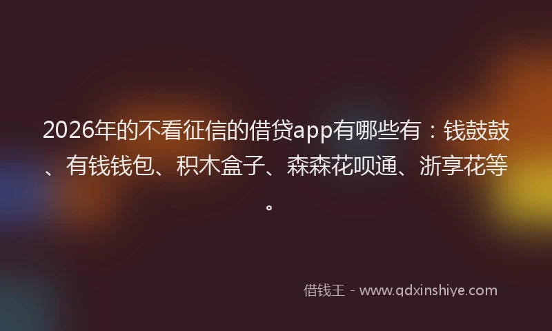 2026年的不看征信的借贷app有哪些有：钱鼓鼓、有钱钱包、积木盒子、森森花呗通、浙享花等。
